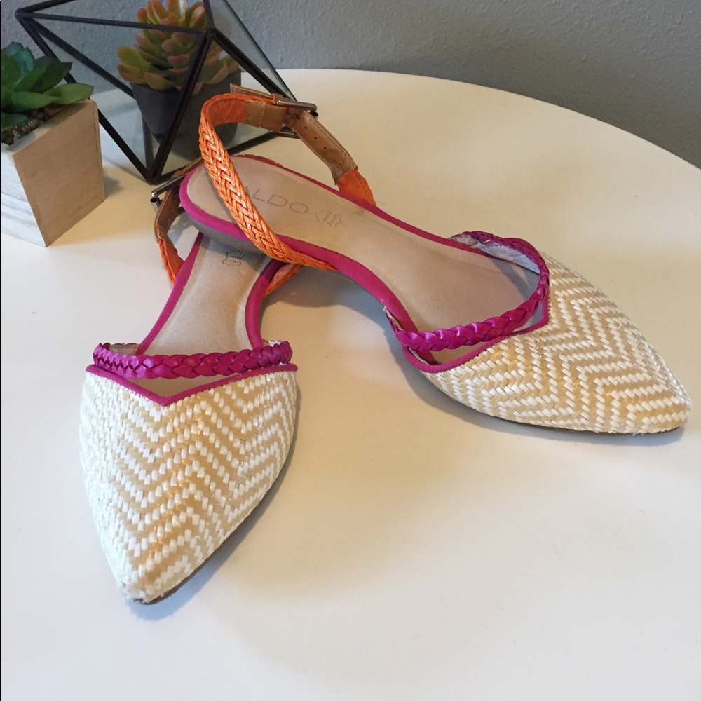 Aldo orange and pink flats, 8.5